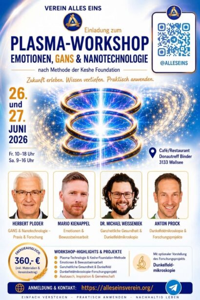 Flyer Plasma-Workshop am 26. und 27. Juni 2026 in Wallsee